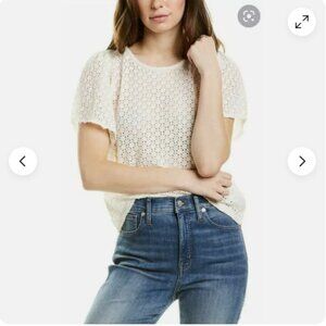 Madewell Texture & Thread Eyelet Flutter Sleeve White Blouse size XS